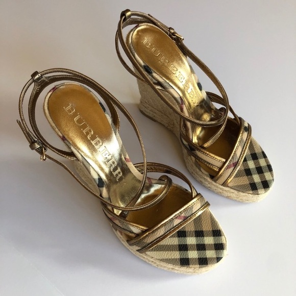 Burberry Espadrille Sandals Wedges Sz 37. Never Worn. - Picture 1 of 5
